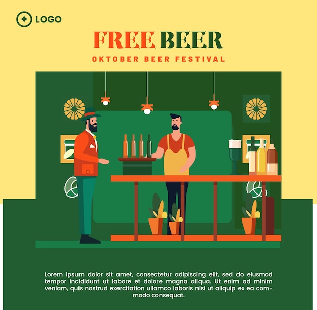 Vector flat design of oktober fest for social media post template