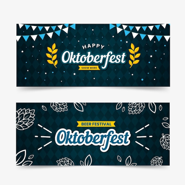 Flat design oktoberfest banners template