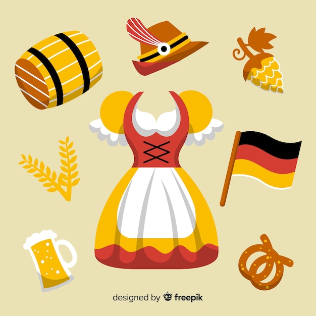 Collezione di elementi più oktoberfest design piatto