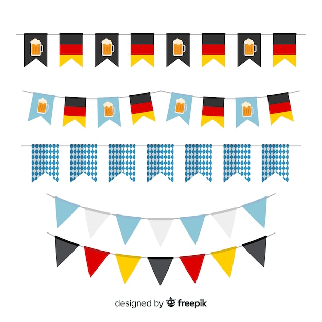 Vector flat design oktoberfest garland collection