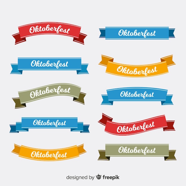 Vector flat design oktoberfest ribbon collection