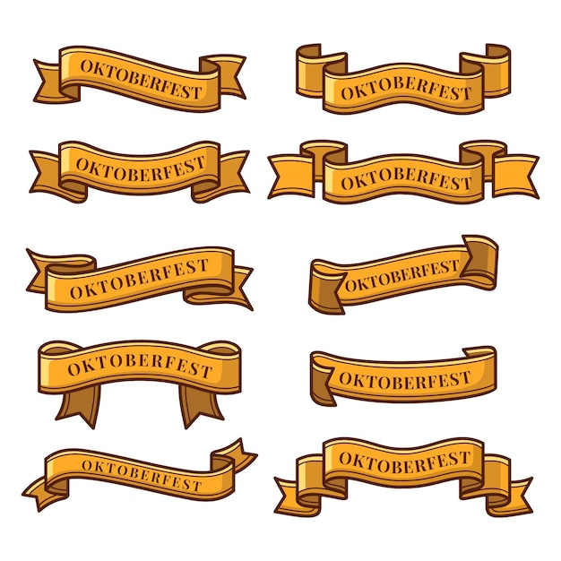 Flat design oktoberfest ribbons collection