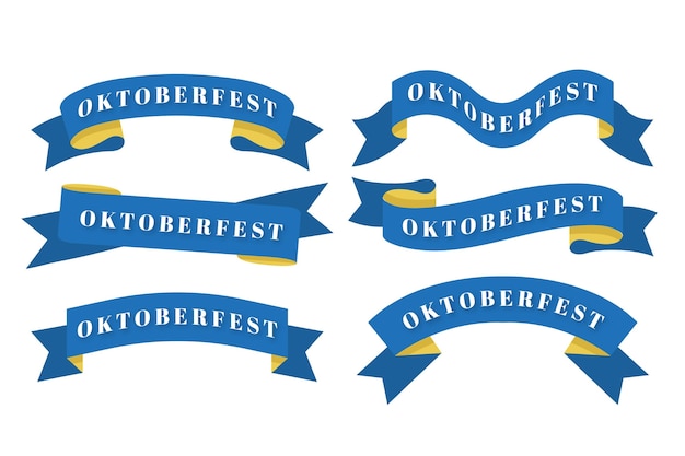 Vettore collezione di nastri oktoberfest design piatto