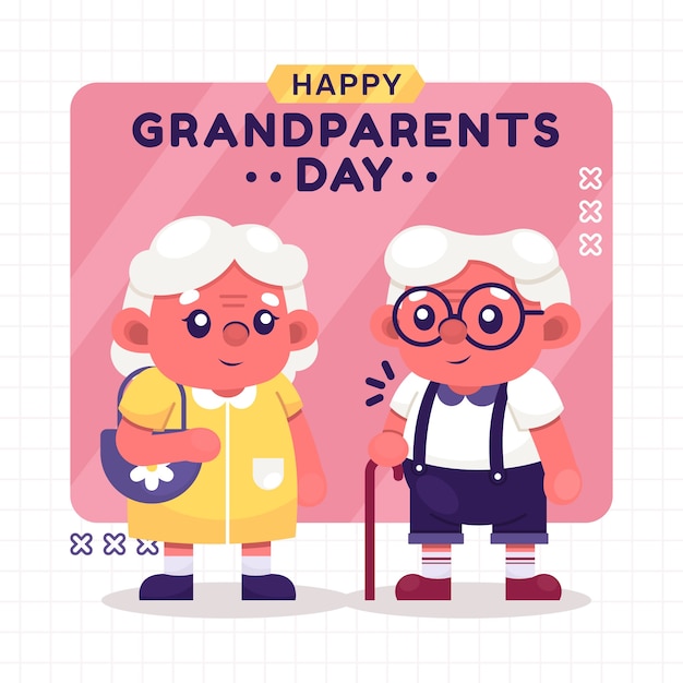 Flat design old people illustration