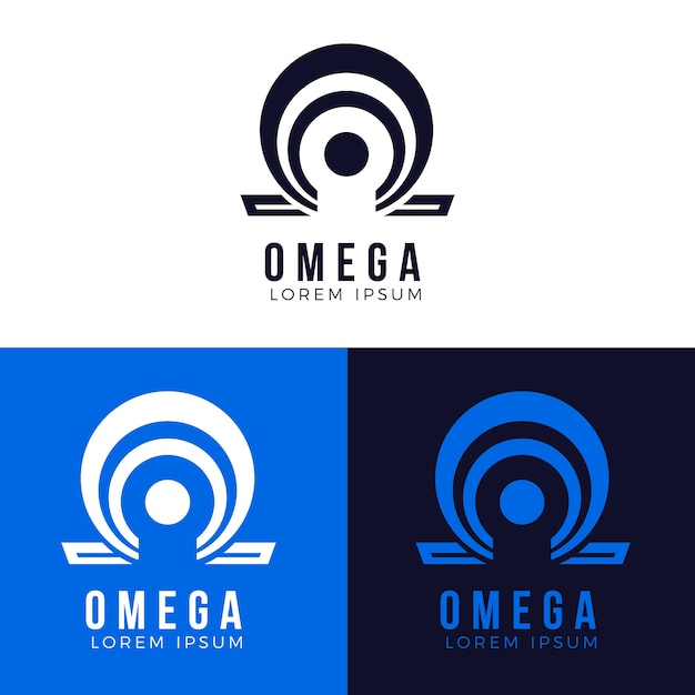 Vettore modello di logo omega design piatto