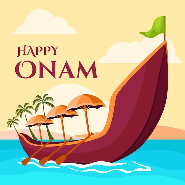 Flat design onam festival theme