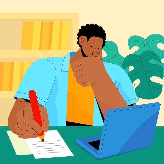 flat design online exam illustration