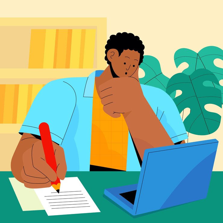 Vector flat design online exam illustration