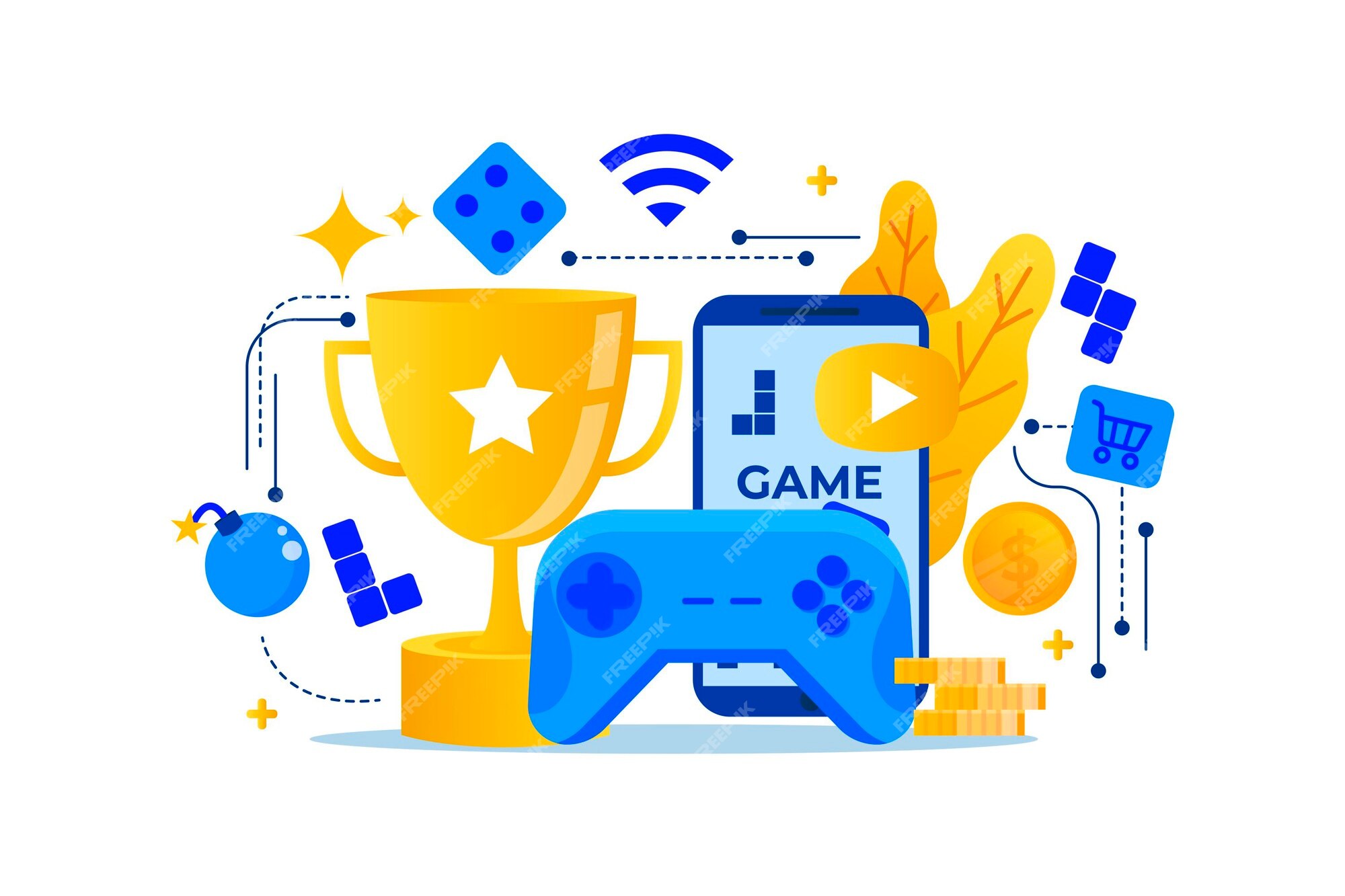 Premium Vector  Online games concept