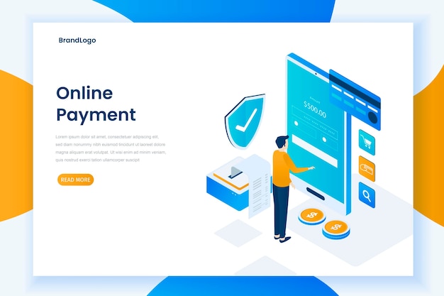 Vector flat design online payment illustration landing page