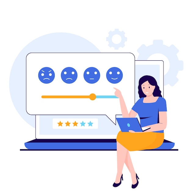 Vector flat design of online review concept