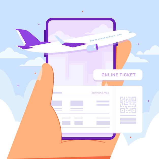 Vector flat design online ticket illustratie