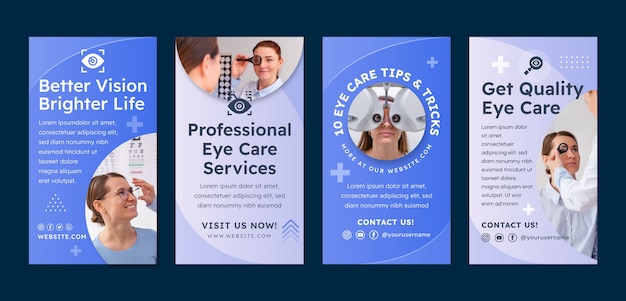 Vector flat design ophthalmologist instagram stories