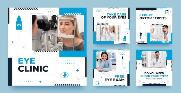 Flat design optometrist instagram posts