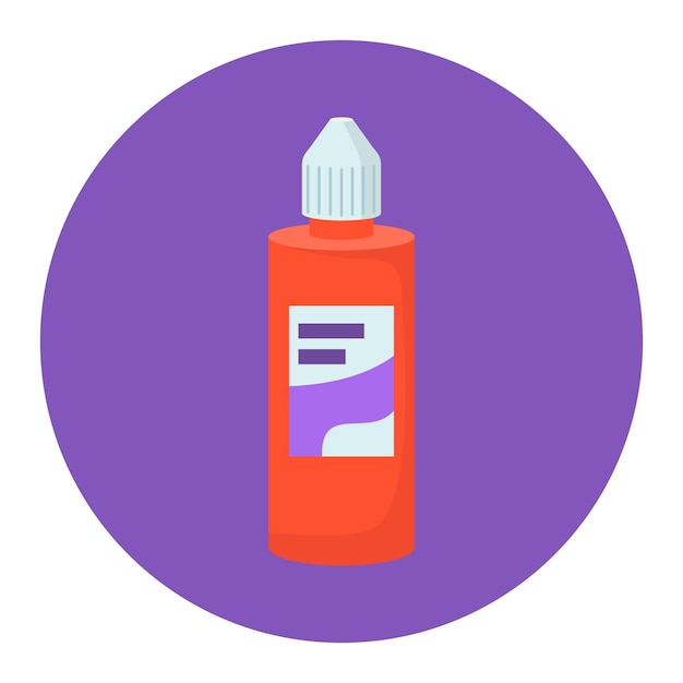 Flat design orange glue bottle on purple background simple style adhesive container vector