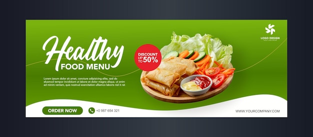 Flat design organic food sale banner template