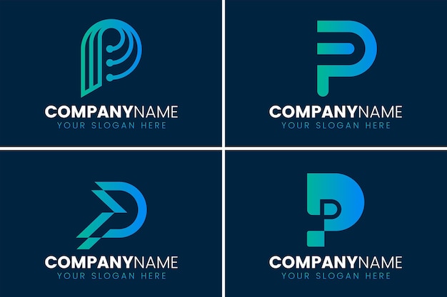 Flat design p logo template collection