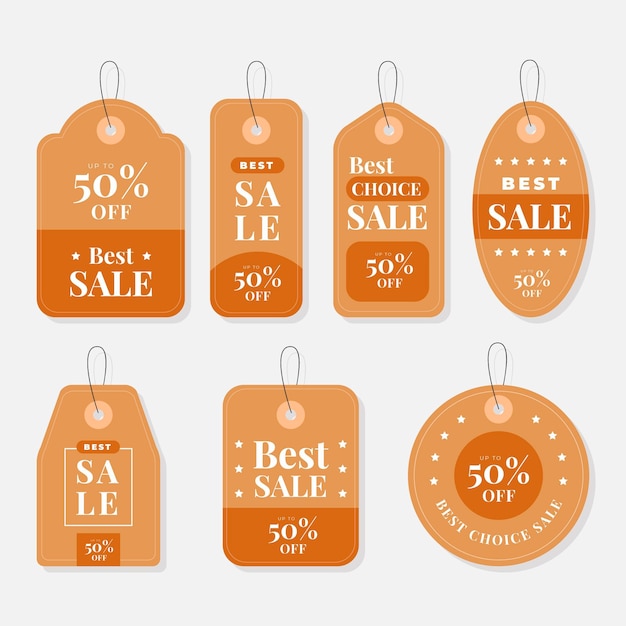 Flat design pack of sales tags