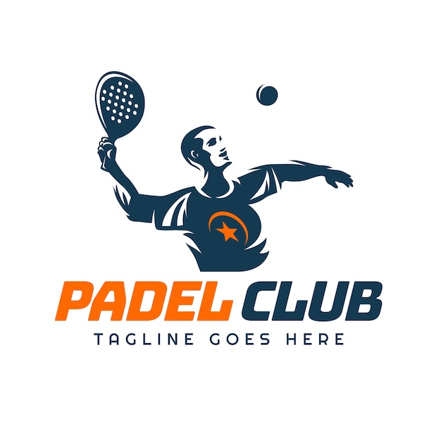 Flat design padel logo template