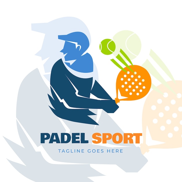 Vettore modello di logo padel design piatto