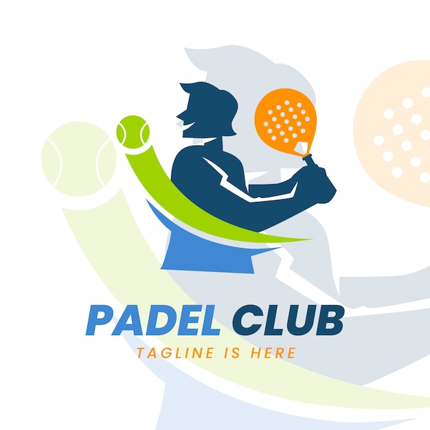 Flat design padel logo template