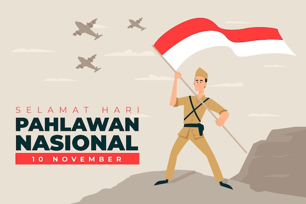 Vector flat design pahlawan concept