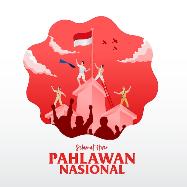 Design piatto pahlawan heroes day illustrazione