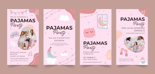 Flat design pajamas party  instagram stories