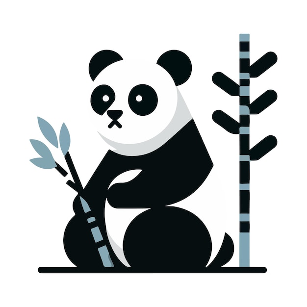 Vettore disegno piatto panda illustrazione geometrica