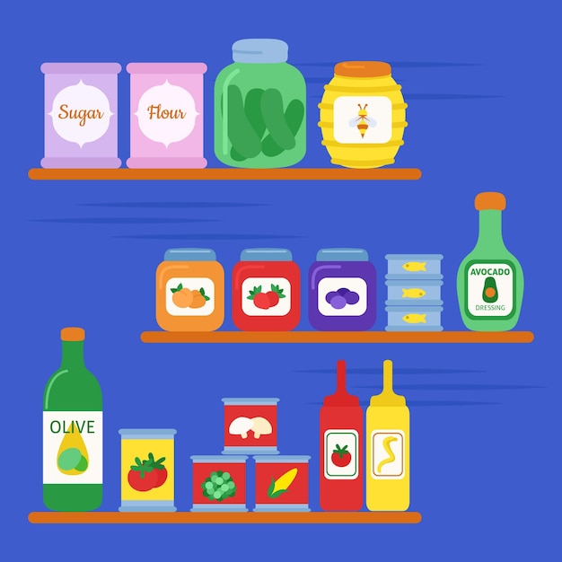 Flat design pantry collection