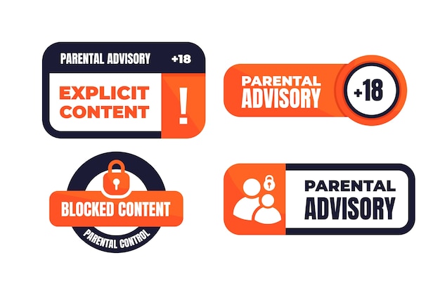 flat design parental advisory sign illustration