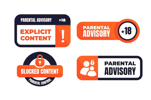 Vector flat design parental advisory sign illustration