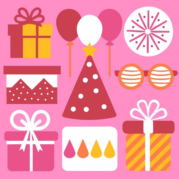 flat design party icons set