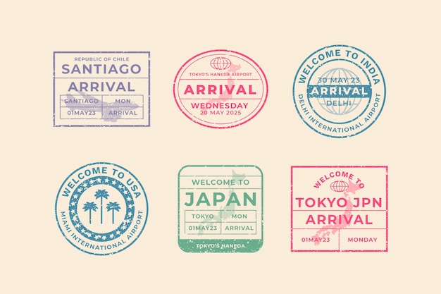 Vector flat design passport stamp