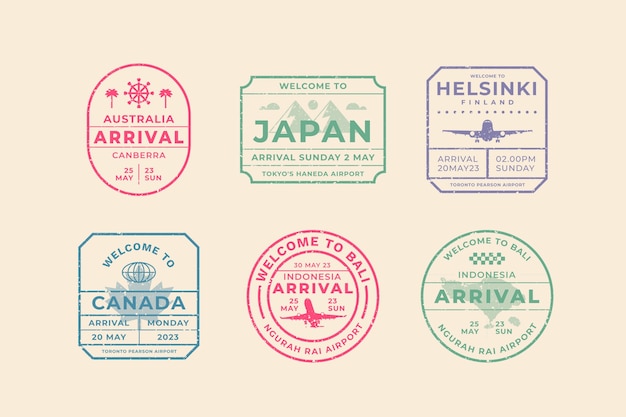 Vector flat design passport stamp