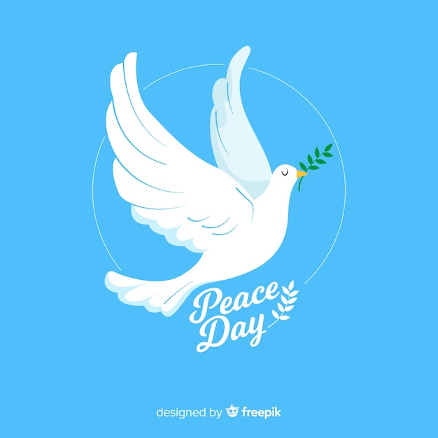 Flat design peace day with dove