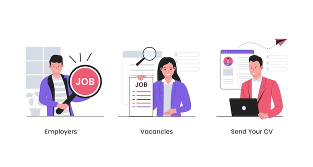 Flat design of people apply for a job