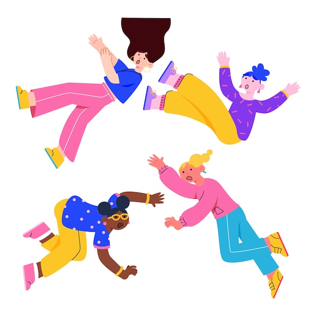 Vector flat design people falling collection