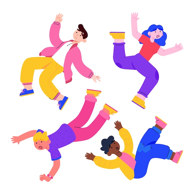 Flat design people falling collection