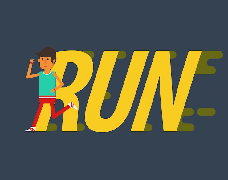 Vector flat design people run