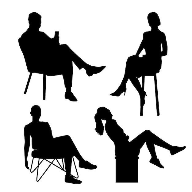 Flat design person sitting silhouette