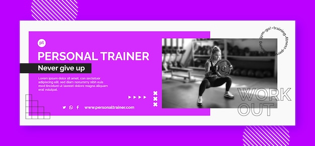 Modello di copertina di facebook per personal trainer dal design piatto