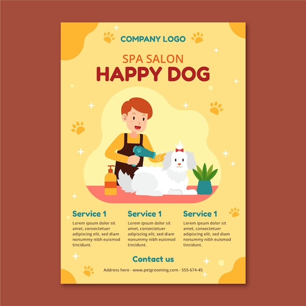 Flat design pet grooming template