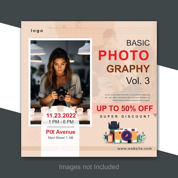 Flat design photography poster