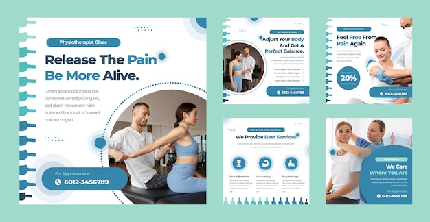 Flat design physiotherapist help instagram posts