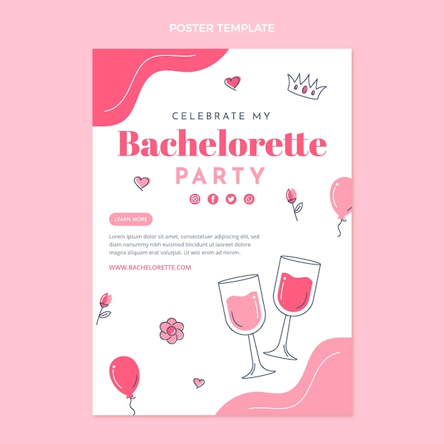 Vector flat design pink bachelorette poster template