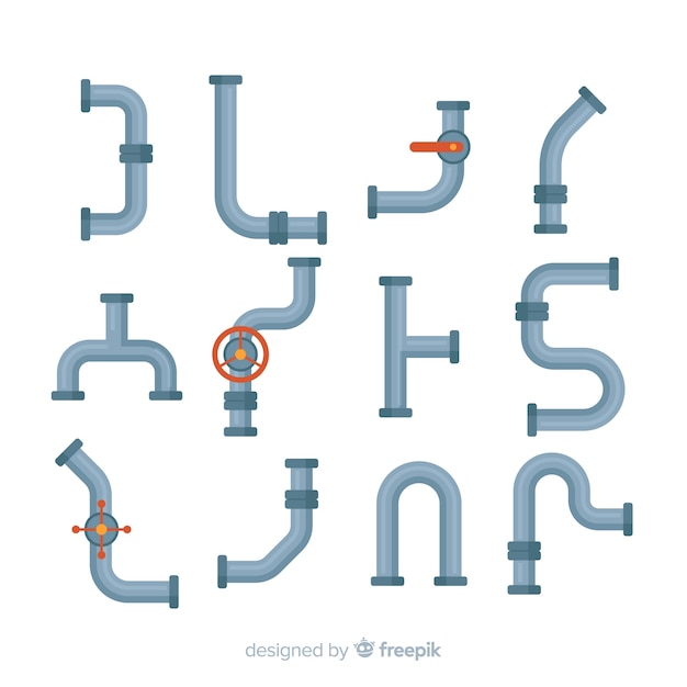 Flat design pipe collection with different shapes