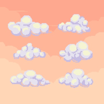 Premium Vector | Flat design pixel art cloud illustration