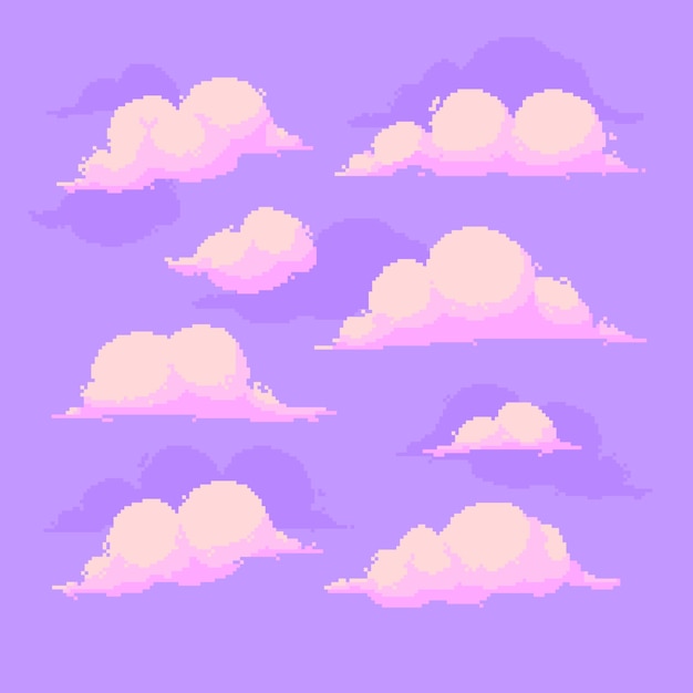 Flat design pixel art cloud illustration