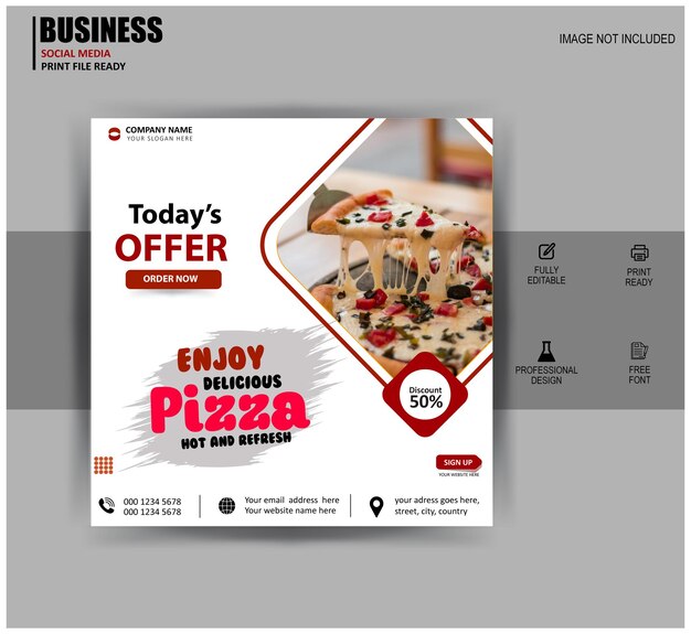 Flat design of Pizza food Banner with Vector